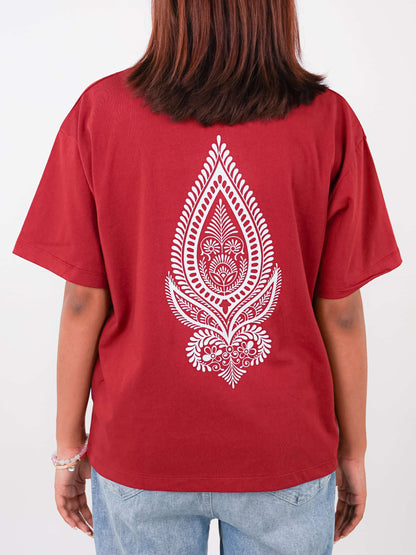 ROOH E HINA | MAROON TEE